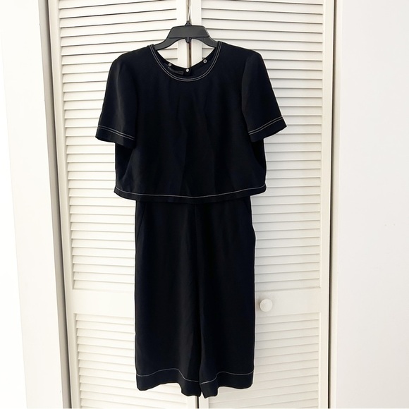 BCBGMaxAzria Richmond Black Short Sleeve Long Bermuda Short Romper Size Small - Picture 4 of 10